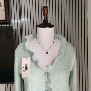 Pinteresty Pastle Blue Cardigan With Heart Buttons