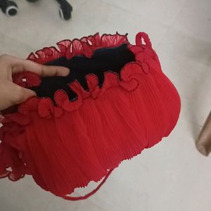 Unique Red Sling Bag With Betta Fish Keychain