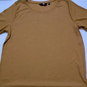 Brown Round Neck Top