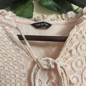 Peach Colour Net Top