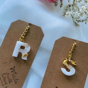 Resin Art Small Alphabet Design Keychain& Pendent