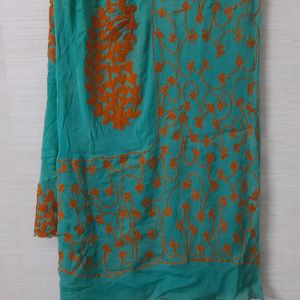 2 Cotton Kurtas,1 Shawl-cream,grey ,green Duppatta