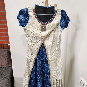 NAVRATRI SPECIAL Cream & Indigo Indo Western Gown