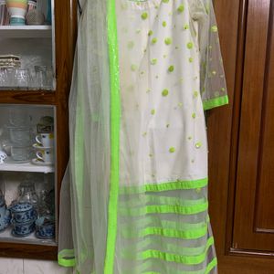 White Suit With Dupatta Absolutely New With Price Is Negotiable Neon Green Sequins  Work