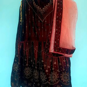 Lacha, Blouse Unstitched, Dupatta! ( 3 Pieces )