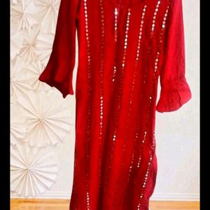 Pretty Red Mirror Kurta