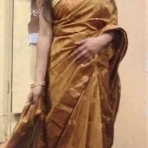 Saree Brown Colour Beautiful Look