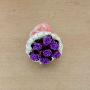 Handmade Crochet Purple Roses Bouquet