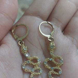 Snazzy Embellished Gold Snake Earrings