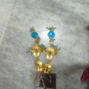 Party Wear Sky Blue Earring Light Weight