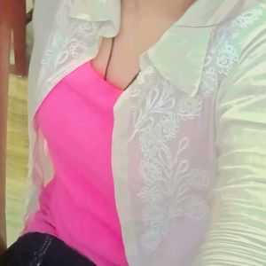 Pink Sleeveless Top With Shrug