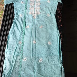 Blue cotton silk kurta