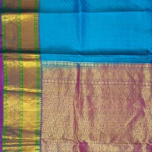 Blue And Pink Silk Saree