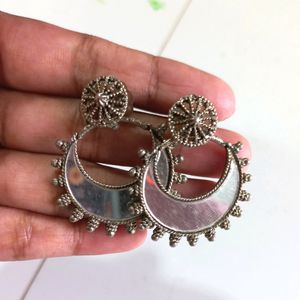 Trending Black polish mirror earrings