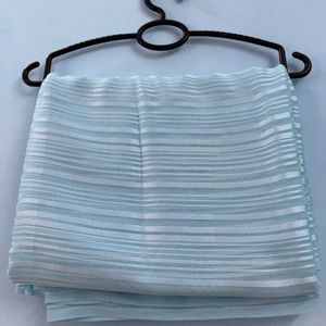 Sangria Blue Partywear Striped Saree (No Blouse)