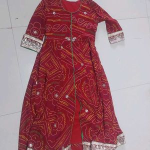 Bandej Red Anarkali Style Kurti