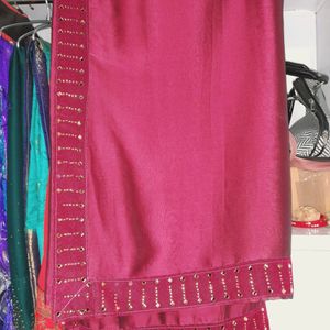 Maroon Chiffon Saree