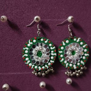 Green Earrings With Ghungroo