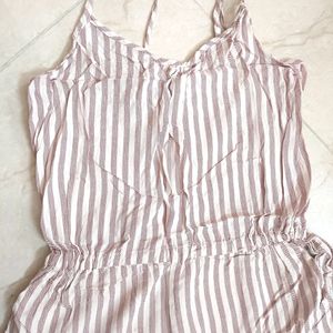Maroon-white striped Jumpsuit(negotiable)