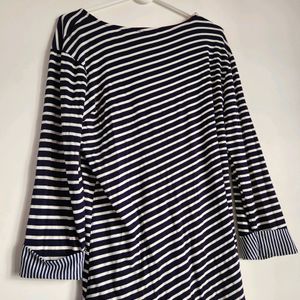 Blue And White Striped Full sleeves Top