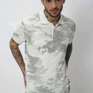 Mufti Tropical Printed Polo Collar T-SHIRT