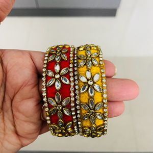 Red And Yellow Traditional Bangles