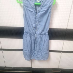 Denim Dress With Drawstring