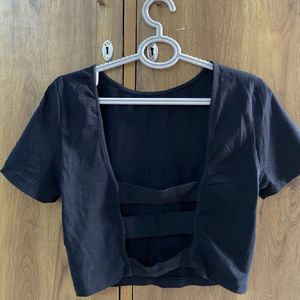 Solid Black Crop Top