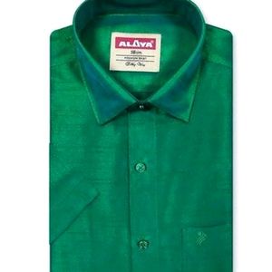 Peacock Green Silk Shirt 38 Size M