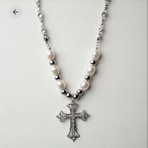 Y2k Pinterest Rhinestone Cross Necklace