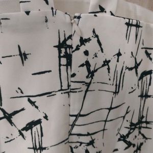 Off White Black Printed Branded Dress Knee Leng