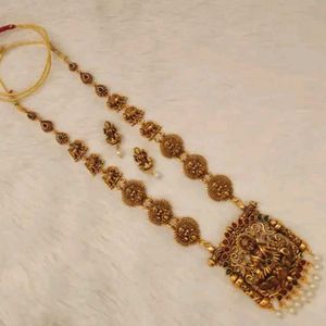 Gold Plated Lakshmi Devi Earings and Necklace