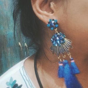 Blue Party Wear Ear Rings