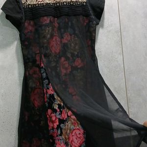 Black And Pink Floral Dress