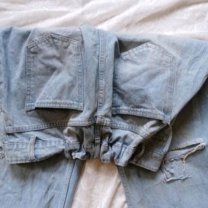 Ripped Blue Wide Leg Jeans