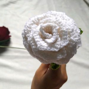 White Crochet Rose