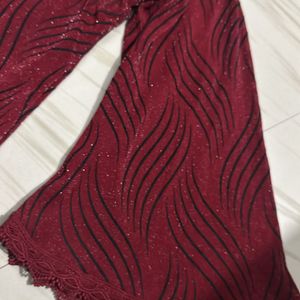 Women Maroon Shimmer Top