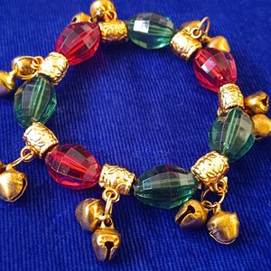 Cristal With Ghughri (Green & Maroon)