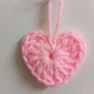 Baby Pink Crochet Heart Keychain Or Charm