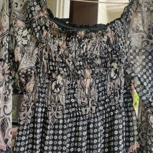 Beautiful Grey Black Smock Dress