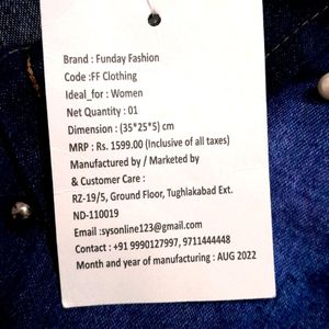 Denim Overcoat For Women (M)