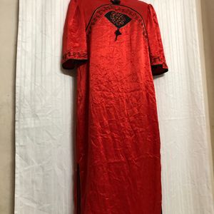 Red Half Sleeve Midi Dress