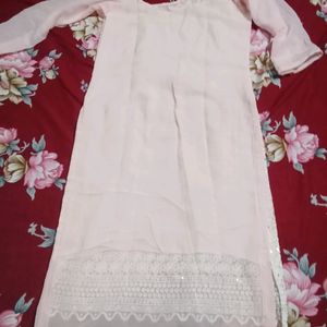 White Thread Work Chiffon Kurta