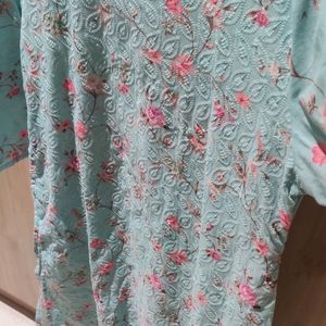 Light Green Floral Embroidered Top - Xxl