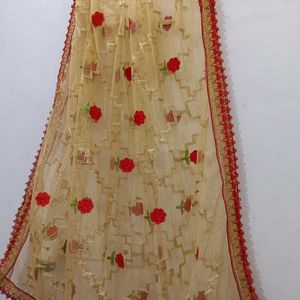 Gorgeous Golden  Heavy  Embroidery Dupatta