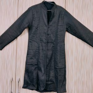 New Black Quilted Overcoat Jaipuri & Free Gift