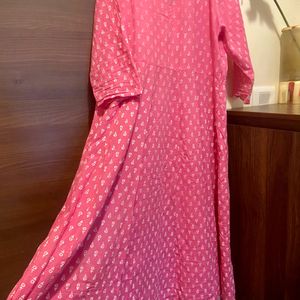 Pink Angarakha Neck Style A Line Kurta