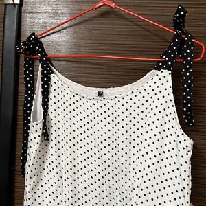 Beautiful White Polka Print Full Flared Dress