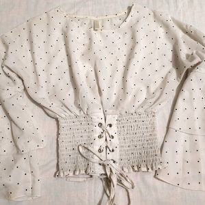 Polka Dot Flare Sleeves Top