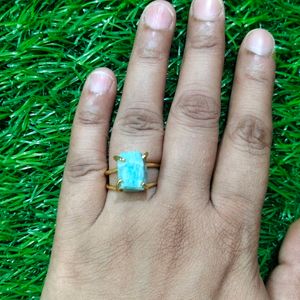 Amazonite Raw Uncut Stone Finger Ring